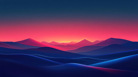 日落时群山对天的景色