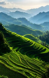 山间梯田的波光粼粼