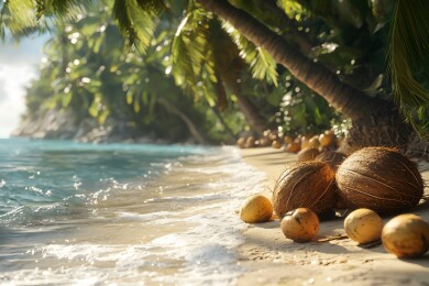 椰林中的累累果实