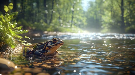 溪边捕食的青蛙
