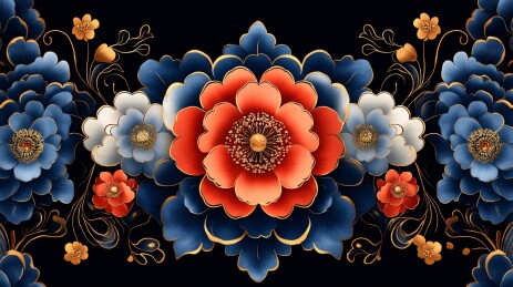 中式繁花矢量插画