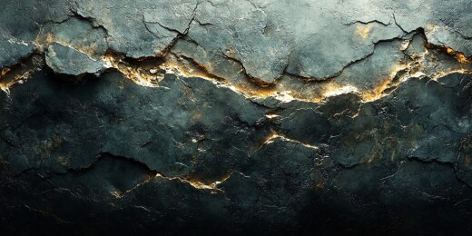 裂痕斑驳的深色岩石画面