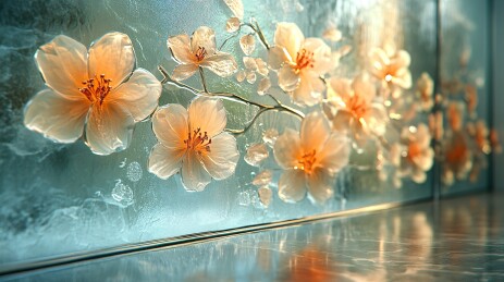 窗边绽放的唯美花朵