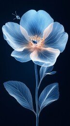 梦幻蓝花与飞虫插画