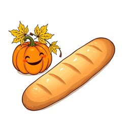 微笑南瓜与长条面包