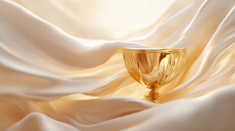 金杯在丝绸中的艺术呈现