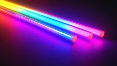 彩色荧光灯条的光影交错