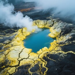 火山口中的硫磺湖