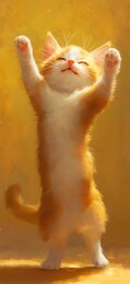 伸爪卖萌的橙白小猫