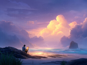 海边画家创作