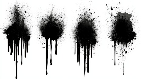 黑色喷溅和滴落图案