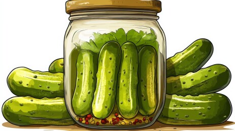 玻璃罐中的腌黄瓜