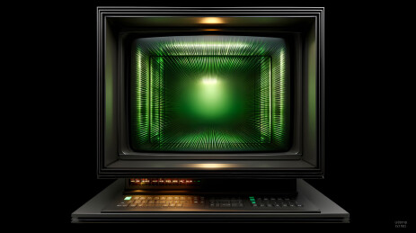 复古电视机内现绿色光效