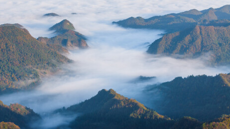 日出时分的张家界武陵源景区天子山风光