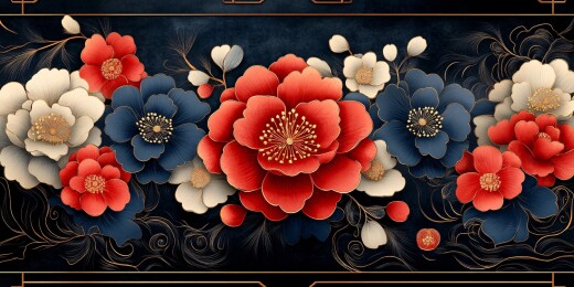 中式繁花插画图案