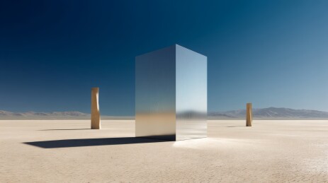 沙漠金属方碑静谧景象