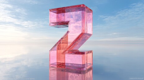 粉色玻璃数字2海边静谧光影