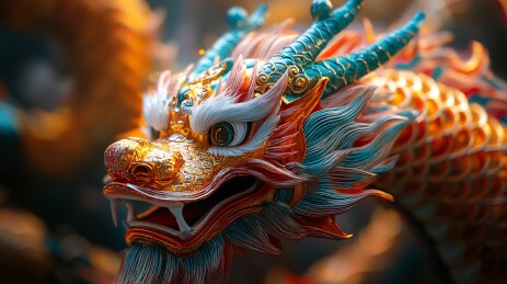 华丽多彩的龙首特写