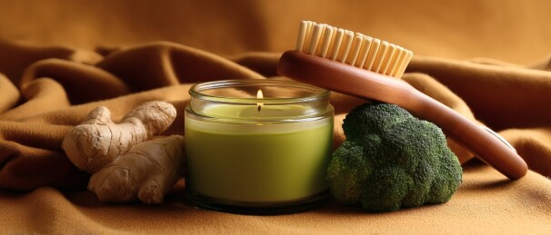 绿蜡烛生姜西兰花静物写生