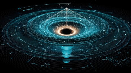 黑洞与时空扭曲的科学概念图