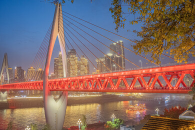 重庆东水门长江大桥夜景