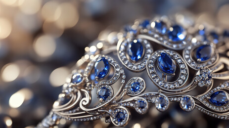 桌上珠宝的高角度视图