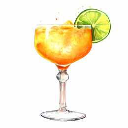 水彩橙色酒水图画
