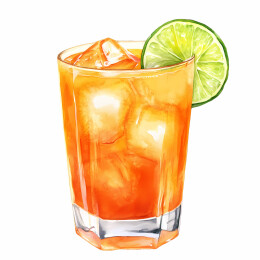 水彩橙色酒水图画