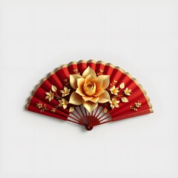 红扇配金色花卉装饰