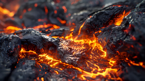 炽热熔岩流动的地表