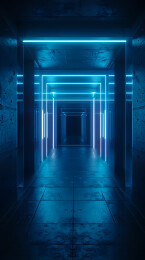 科幻风格的蓝色走廊