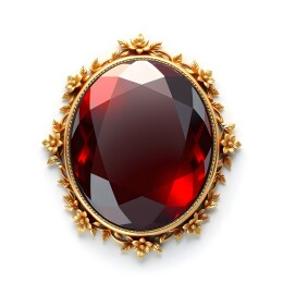 金镶椭圆形深红色宝石