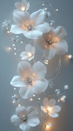 荧光点缀的梦幻白花装饰