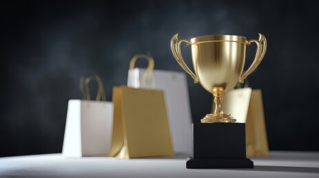 金杯奖杯购物袋背景商务高清图
