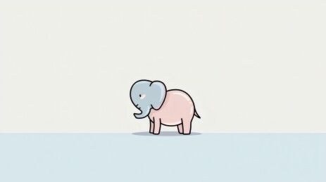 粉色小象浅蓝背景卡通图