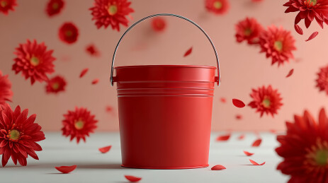 一桶红色菊花