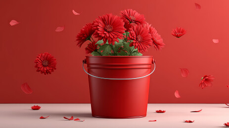 一桶红色菊花