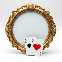 金色画框与两张A扑克牌