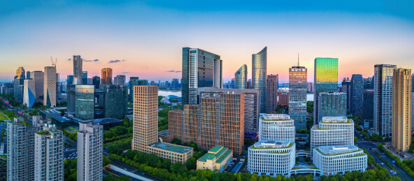 浙江省杭州市钱江新城航拍风光