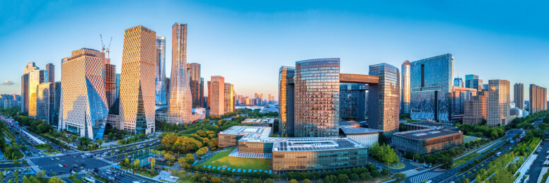 浙江省杭州市钱江新城航拍风光