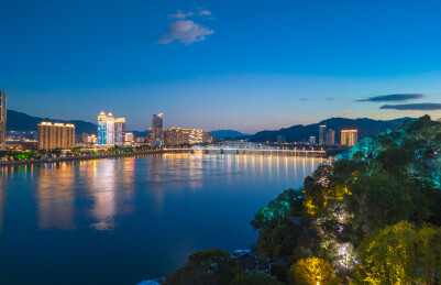 杭州市桐庐县桐君山景区航拍风光