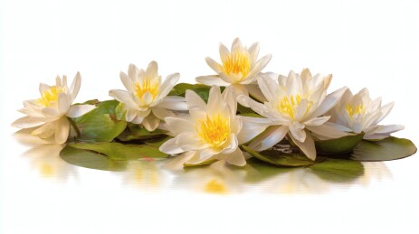 白莲蓬勃生机水景图