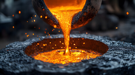 熔炉里融化的金属液体