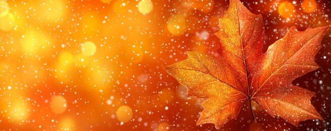 橙色枫叶秋意浓户外场景