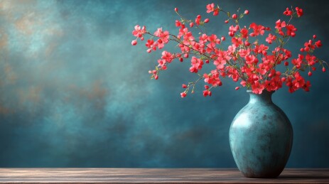 花卉冷调静物场景