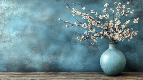 花卉冷调静物场景