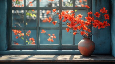 花卉冷调静物场景