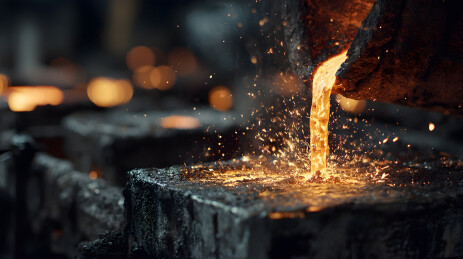 熔炉里融化的金属液体