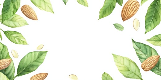 杏仁绿叶的装饰背景