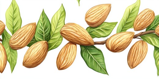 杏仁绿叶的装饰背景